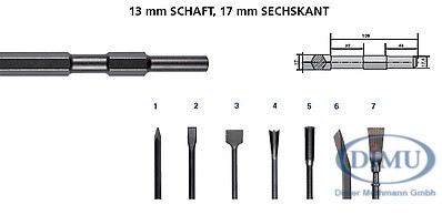 Meißel-Werkzeuge 13 mm 6kt. o. Bund